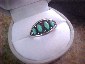 Sterling Silver Turquoise Navajo? Ring, Solid Size 8 1/4-L@@K