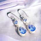 Natural Tanzanite Gemstone Drop/Dangle Earrings 925 Sterling Silver Jewelry