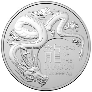2024 Australia Year of the Dragon BU 1 oz Silver Coin by Royal Australian Mint