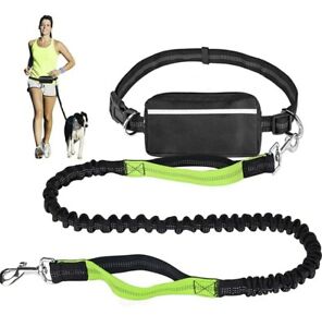 Hands Free Dog Leash for Running Walking Hiking, Dual-Handle bungee w/ waistband