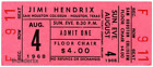 1  1968  JIMI HENDRIX UNUSED FULL CONCERT TICKET Houston TX  laminated reprint