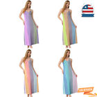 Women Dress Colorful Patchwork Backless Sleeveless Home/Party Strappy Dress