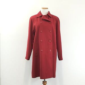 Gorgeous GALLERY Womens M Red Mid Length Trench Coat Pleated Back Fully Lined