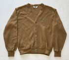 Vintage Izod Lacoste Cardigan Sweater Mens XL Brown  80s 90s Lightweight Logo