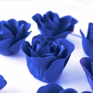24 Royal Blue HEART ROSE PETALS SOAPS with Gift Boxes Wedding Party FAVORS