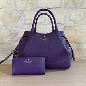 Kate Spade Dumpling LARGE Satchel Pebbled Leather Ripe Plum Handbag/WalletOption