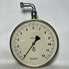 Vintage Brass Manometer Pressure Gauge. Large 8” Metric. Steampunk. Numbered
