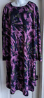 Graver Studio Dress Purple Floral Long Sleeve Scoop Neck Plus Sz 3X