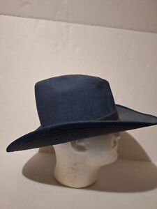 Vintage The Rustler Cowboy Hat Size 7 1/4 Denim Cattleman Hat