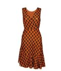 Cabi Spring 2023 Reversible Flip Dress #6370 - XL Orange/Navy Floral Ruffle Hem
