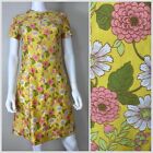 Vintage 1960s Yellow Floral Dress 50s 60s VHY Hawaiian Textiles Handmade