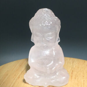 49g Natural Crystal.Rose crystal.Hand-carved.Exquisite Baby Buddha statues A21