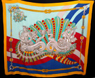 HERMES Vintage Multicolor Nautical Print Woven Rectangular Scarf