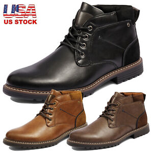 US Men's Leather Chukka Boots Casual Boots Stylish Business Dress Boots