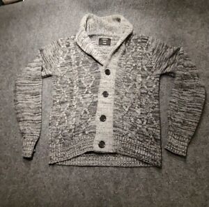 Rue21 Sweater Mens S Cardigan Black Gray Button Up Sweater Shawl Collar