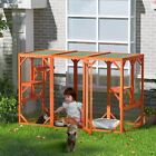 Cat House Outdoor Catio Kitty Enclosure Wooden Cat Cage Condo Playpen Platforms