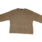 VINTAGE J Crew Sweater Mens XL Tall Wool Silk Chunky Knit V Neck Tan Brown Beige