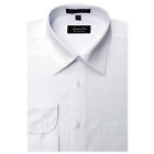 Mens Dress Shirt Plain White Modern Fit Wrinkle-Free Cotton Blend Amanti Spread
