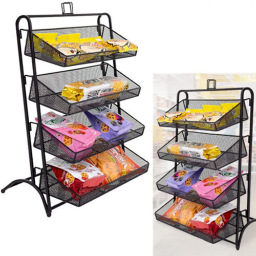 4 Tier Retail Counter Display Rack Stand Metal Wire Snack Candy Display Cart