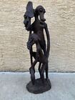 Mid-Century Cubist African Makonde Tribal carved ebony wood family sculpture 23