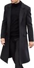 SOMTHRON Men's Casual Trench Coat Slim Fit Notched Collar Long Jacket Overcoat S