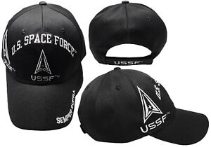 U.S. Space Force USSF Semper Supra Black With White Shadow Embroidered Cap Hat