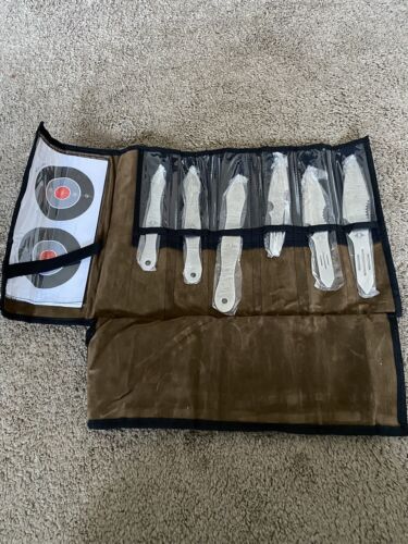 Rough Rider Throwing Fixed Blade Knife set of 6 knives with target New