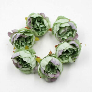 10PCS Artificial Silk Peony Rose Flower Heads Bridal Wedding Bouquet Decor US