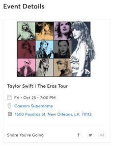 Taylor Swift New Orleans Concert- 10/25/24/New Orleans/Section 115 Row 20