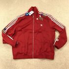 Adidas Firebird Track Jacket Womens XL Floral Full Zip Red New IS2429
