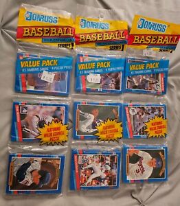 Lot of 3 1991 Donruss Series 1 Sealed RACK PACKS 45 Cards per PACK FREE SHIPPING