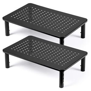2 Pack Computer Monitor Stand Riser with Height Adjustable Multi Media Desktop