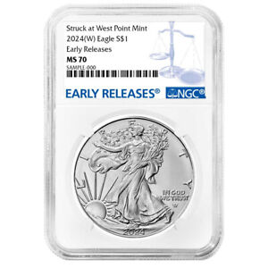 2024 (W) $1 American Silver Eagle NGC MS70 ER Blue Label