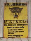 Mountain Lion Tin Warning Sign National Wildlife Refuge Vintage Rustic Style