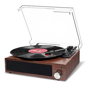 Bluetooth Turntable with 2 Built-in Stereo Speakers, 3-Speed Vinyl Player