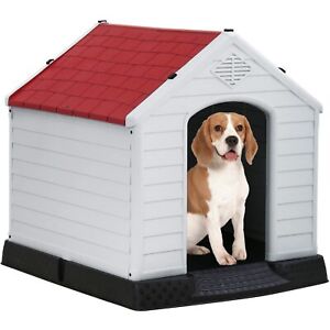 Outdoor Ventilate Dog House Water Resistant Dog House for Small to Medium RED