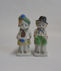 VINTAGE BOY AND GIRL SALT AND PEPPER SHAKERS MADE IN JAPAN WITH CORKS