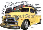 1954 Yellow Chevy Pickup Truck c Hot Rod Garage T-Shirt 54,55 Muscle Car Tees