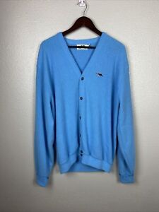 Vintage 70s Sears Virgin Orlon Baby Blue Cardigan Sweater Grunge Size XL Tall