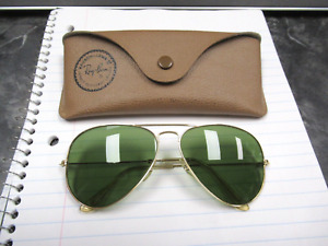 Ray Ban B&L USA 58mm Green Lenses Aviator Sunglasses & Case Excellent!
