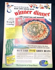 Life Magazine Ad BLUE LAKE GREEN BEANS reverse ALEXANDER SMITH Rugs 1952 AD
