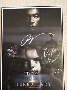Cast signed 12X18 Hereditary Movie Poster Signed By Three.with JSA LOA