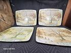 Set Of 4 Vintage Metal TV Trays Table  Folding Gold Legs Mcm Forest Farm House
