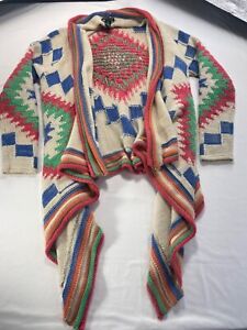Lauren Ralph Lauren Aztec Western Poncho Knit Sweater Size L / XL Jacket Wrap