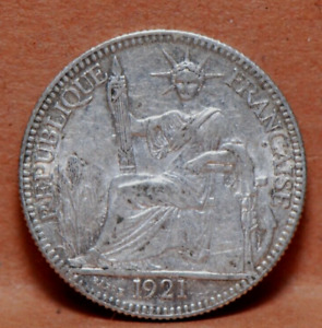 French Indochina, 1921 10 Centimes, KM16.1, .0509 oz., EF+, cleaned, NR, 4-27
