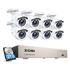 ZOSI H.265+8CH 5MP Lite DVR Security Camera System 1080P Home IR Night CCTV IP66