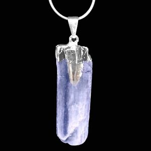 Blue KYANITE Quartz Crystal Chakra Pendant Sterling Silver Necklace Reiki Natura
