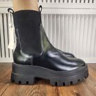 Pull & Bear Chelsea Boots Women 8 Black Chunky Ankle Punk 90s Grunge Lugged Goth