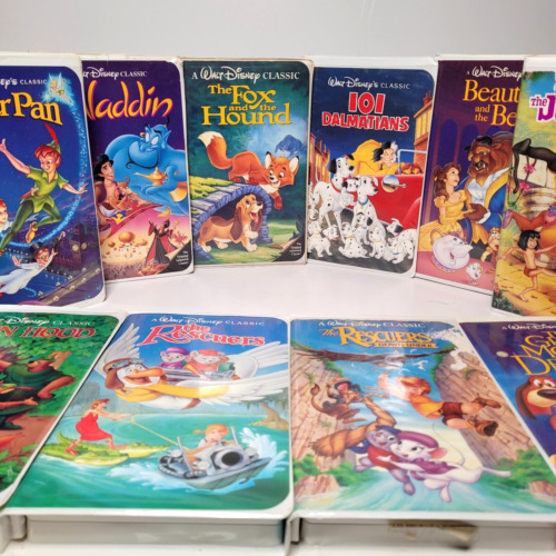 Disney VHS Black Diamond Tapes Lot of 10 Aladdin Peter Pan Fox & Hound More