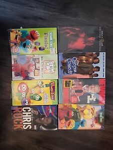 Lot Of 8 VHS Tapes Bruce Less Chris Rock Sesame Street Veggue Tales